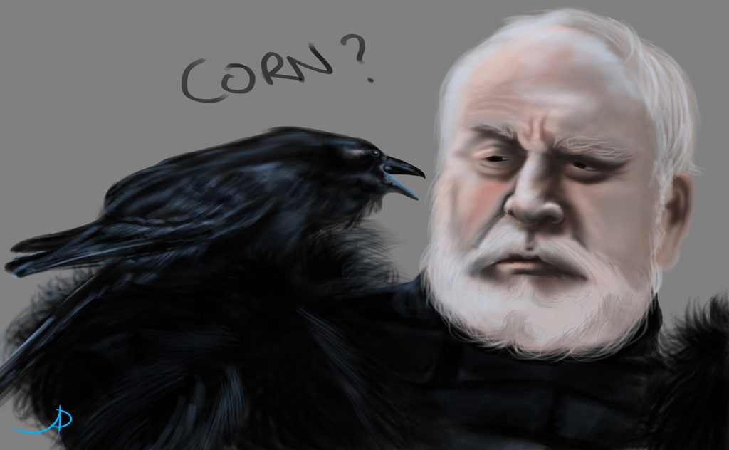 A quick drawing of ‘the Old Bear’ Jeor Mormont and his crow